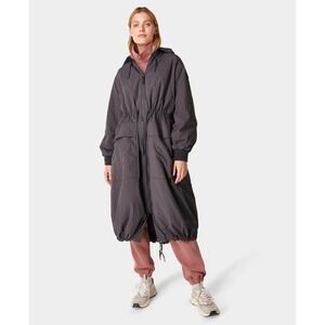 SWEATY BETTY Women Free Fall Parka Jacket Sz US 8-10 Gray Long‎ Zip Up Athletic